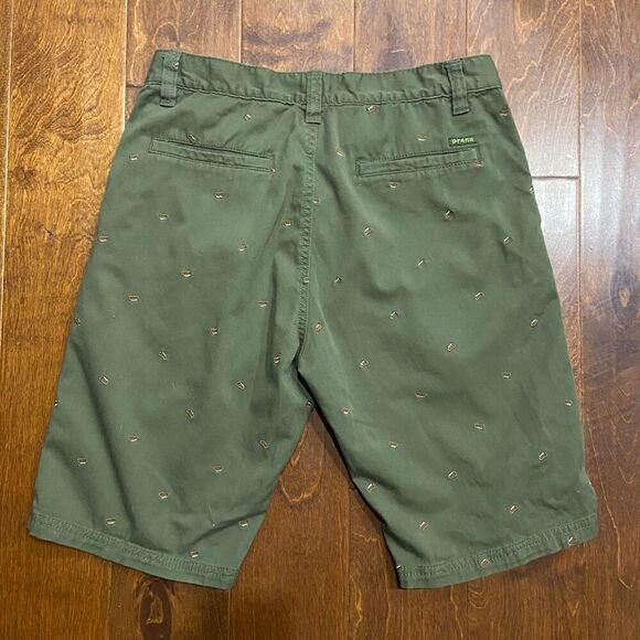 PrAna Chino AOP Embroidered Carabiner Olive Green Cotton Shorts Men's Size 32 - Picture 4 of 7